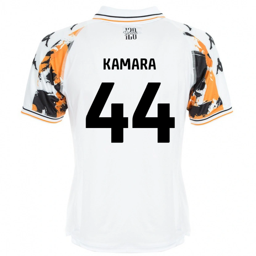 Danxen Bambino Maglia Abu Kamara #44 Bianco Kit Gara Away 2024/25 Maglietta