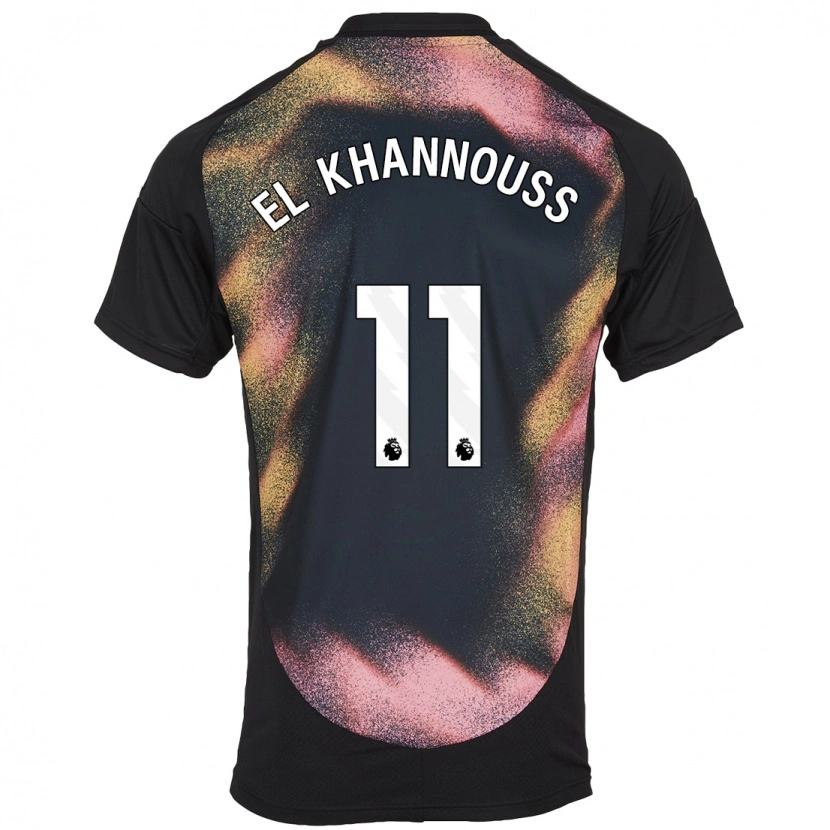 Danxen Bambino Maglia Bilal El Khannouss #11 Nero Bianco Kit Gara Away 2024/25 Maglietta
