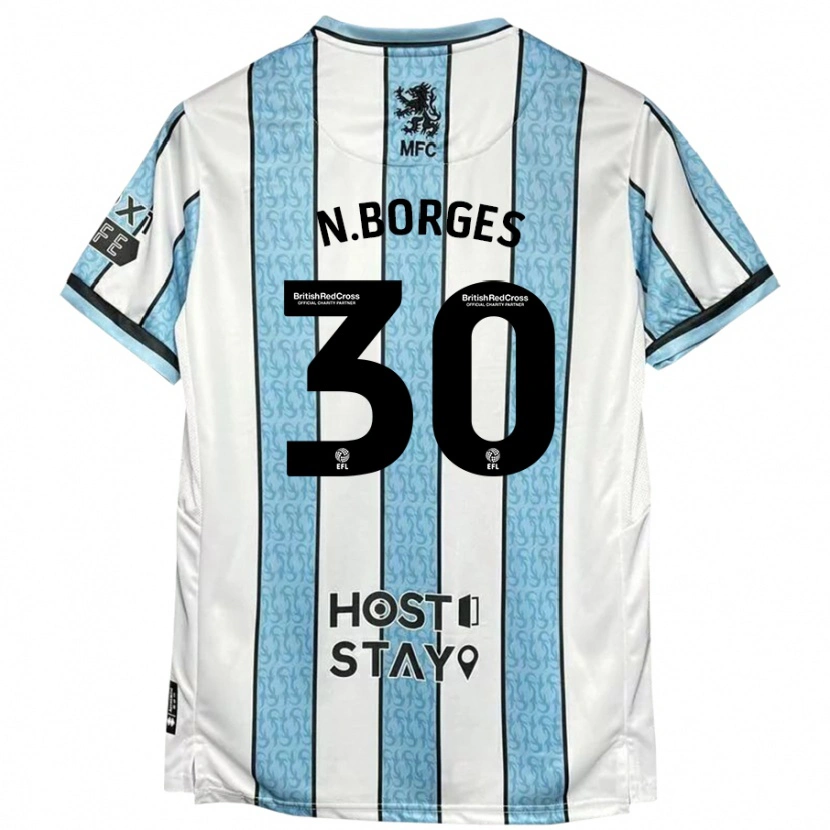 Danxen Bambino Maglia Neto Borges #30 Bianco Blu Kit Gara Away 2024/25 Maglietta