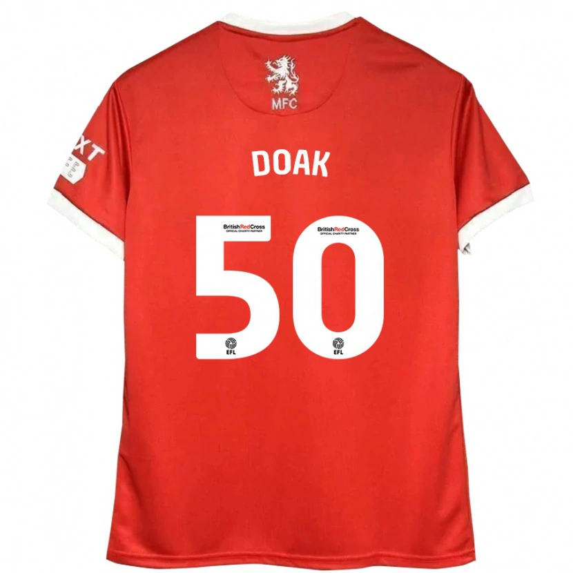 Danxen Uomo Maglia Ben Doak #50 Rosso Bianco Kit Gara Home 2024/25 Maglietta