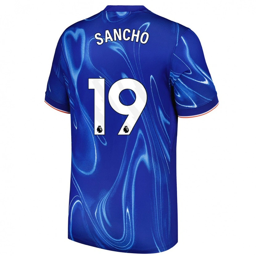 Danxen Uomo Maglia Jadon Sancho #19 Blu Bianco Kit Gara Home 2024/25 Maglietta