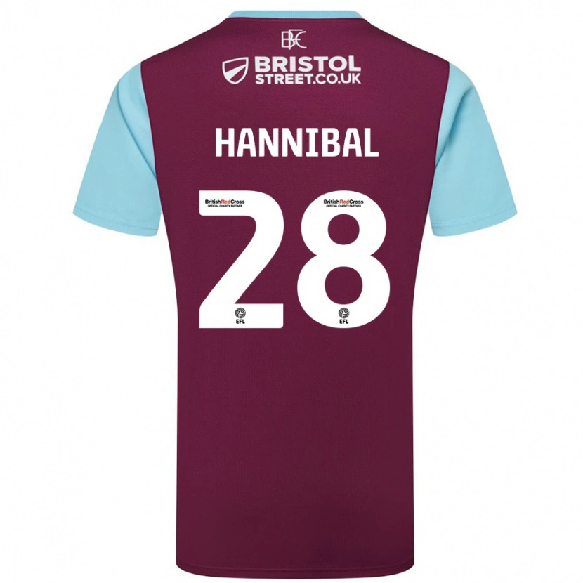 Danxen Uomo Maglia Hannibal #28 Borgogna Azzurro Kit Gara Home 2024/25 Maglietta