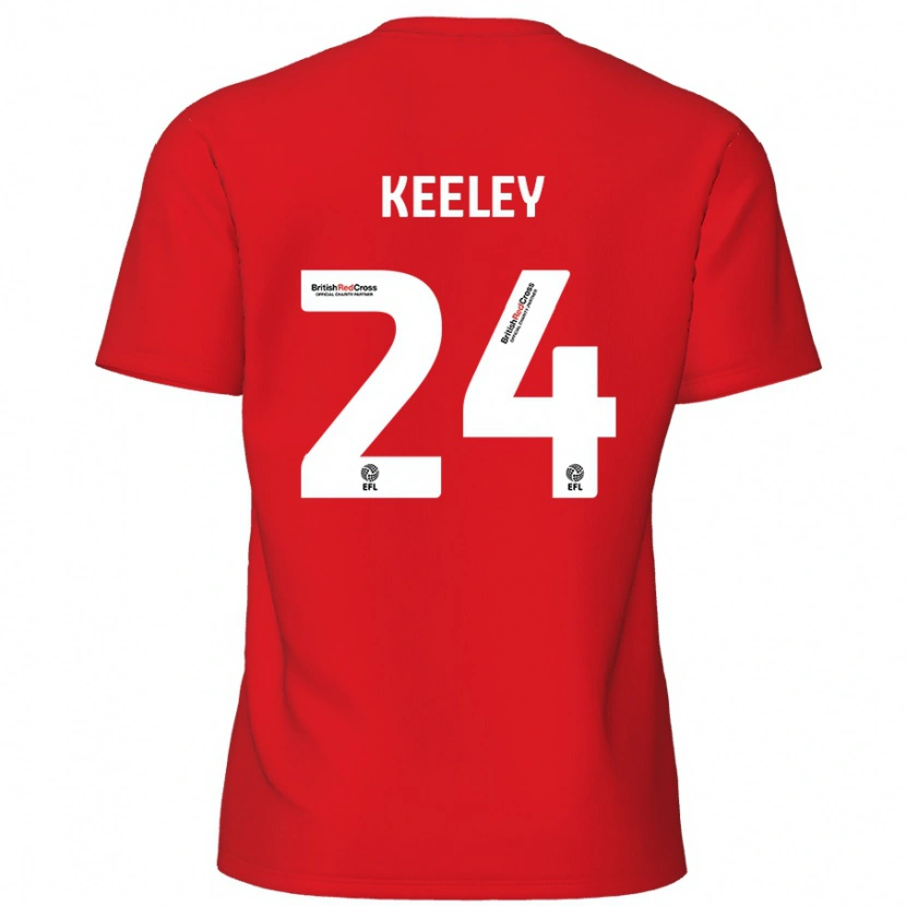 Danxen Uomo Maglia Josh Keeley #24 Rosso Kit Gara Home 2024/25 Maglietta