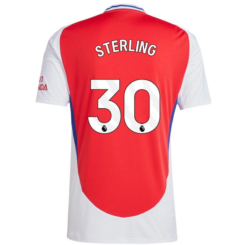 Danxen Uomo Maglia Raheem Sterling #30 Rosso Bianco Kit Gara Home 2024/25 Maglietta