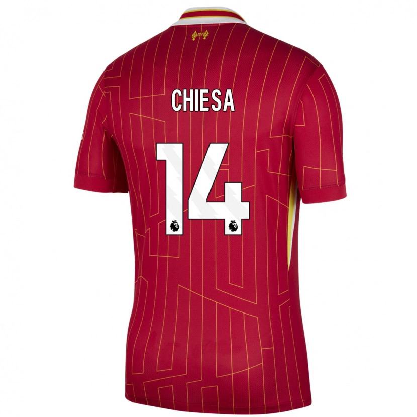 Danxen Uomo Maglia Federico Chiesa #14 Rosso Giallo Bianco Kit Gara Home 2024/25 Maglietta