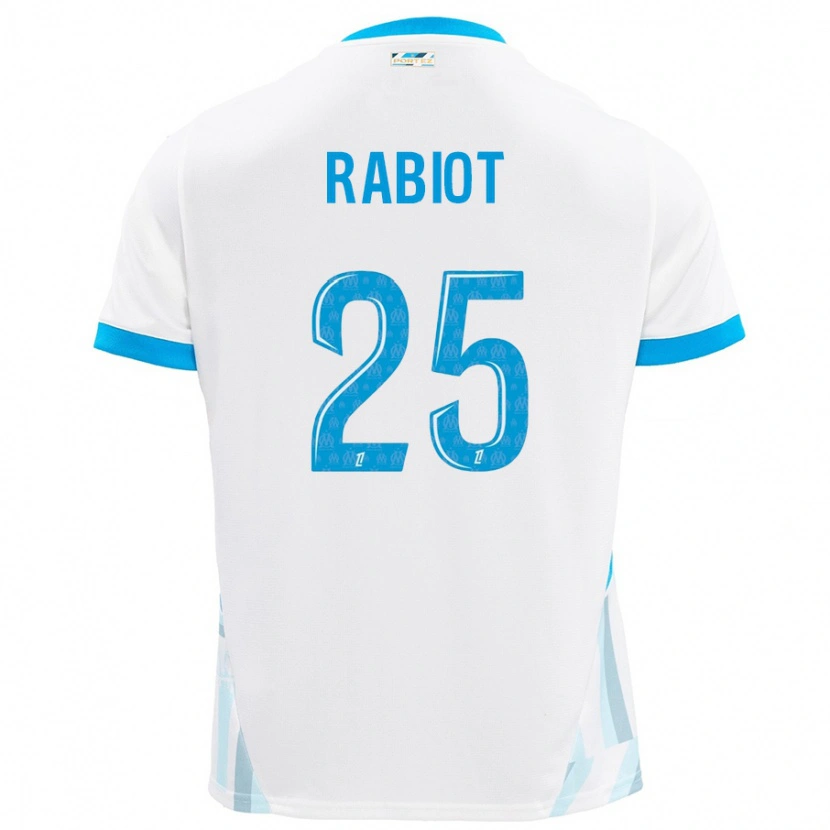 Danxen Uomo Maglia Adrien Rabiot #25 Bianco Azzurro Kit Gara Home 2024/25 Maglietta
