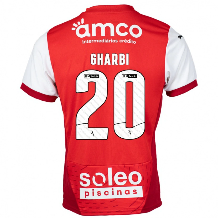 Danxen Uomo Maglia Ismaël Gharbi #20 Rosso Bianco Kit Gara Home 2024/25 Maglietta