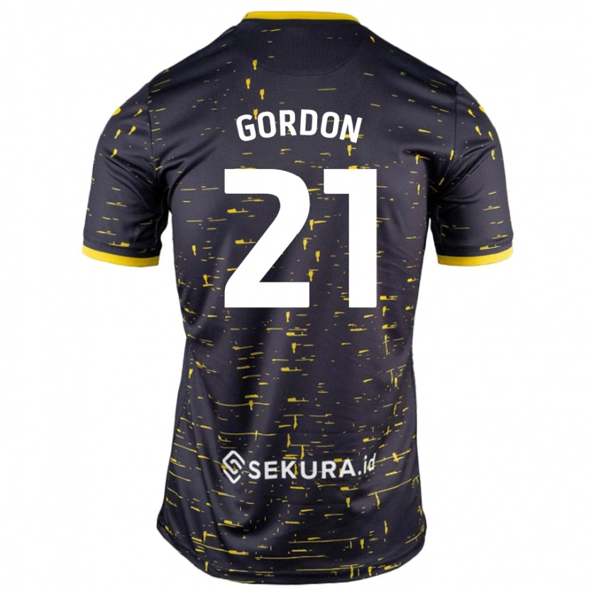 Danxen Uomo Maglia Kaide Gordon #21 Nero Giallo Kit Gara Away 2024/25 Maglietta