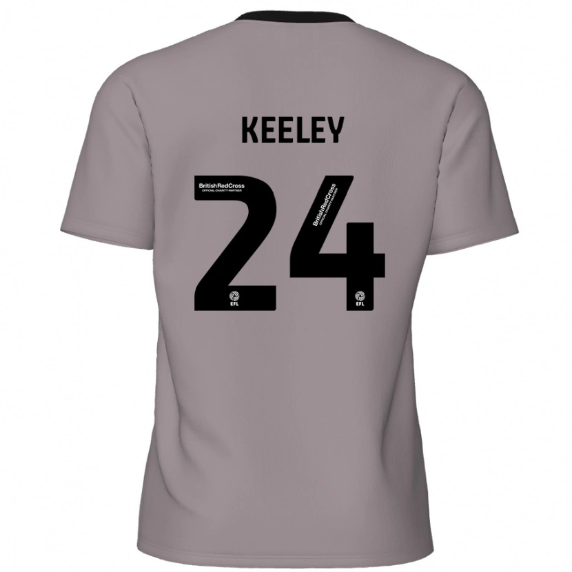 Danxen Uomo Maglia Josh Keeley #24 Grigio Kit Gara Away 2024/25 Maglietta