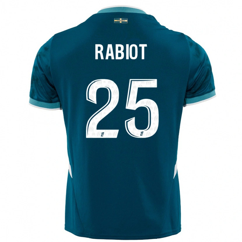 Danxen Uomo Maglia Adrien Rabiot #25 Turchese Blu Kit Gara Away 2024/25 Maglietta