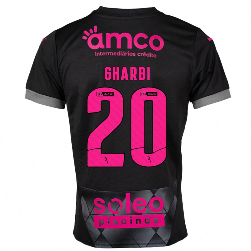 Danxen Uomo Maglia Ismaël Gharbi #20 Nero Rosa Kit Gara Away 2024/25 Maglietta