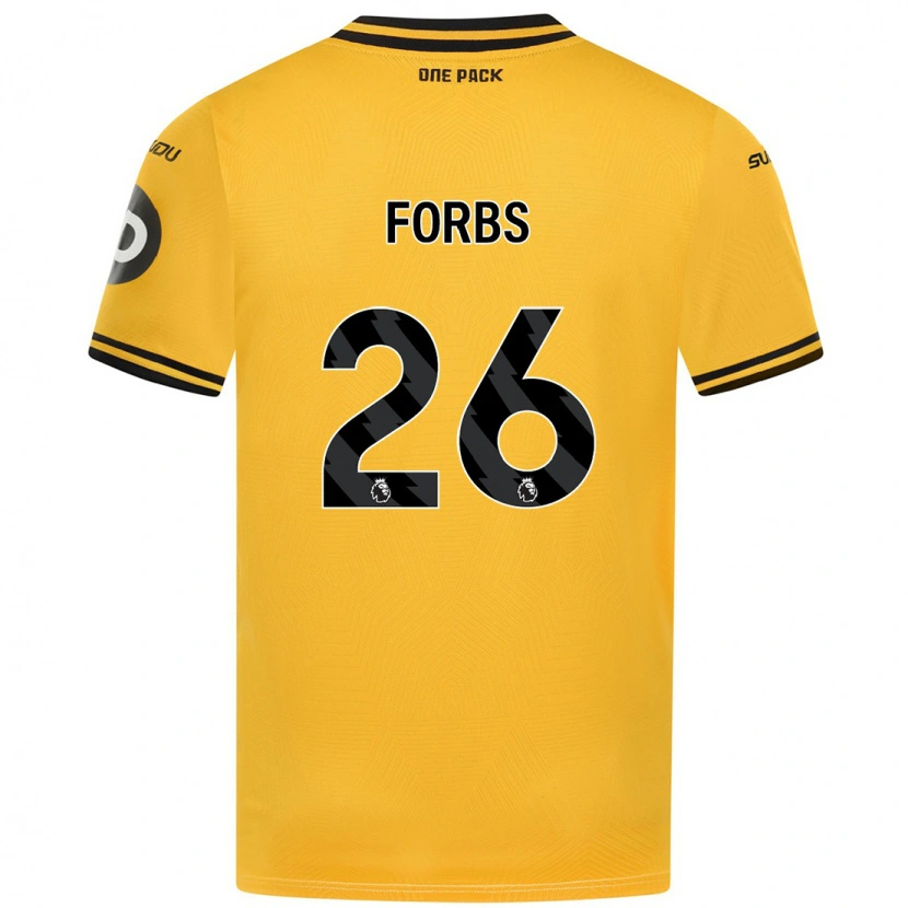 Danxen Uomo Maglia Carlos Forbs #26 Giallo Kit Gara Home 2024/25 Maglietta
