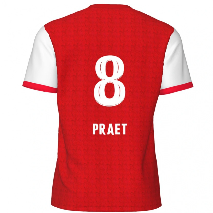 Danxen Uomo Maglia Dennis Praet #8 Rosso Bianco Kit Gara Home 2024/25 Maglietta