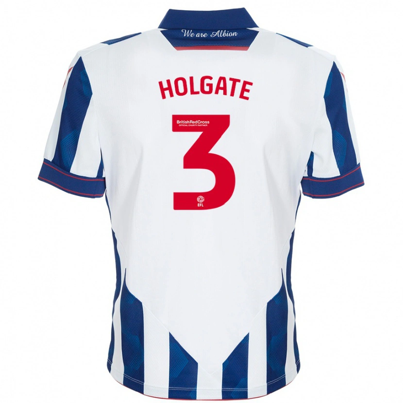 Danxen Uomo Maglia Mason Holgate #3 Bianco Blu Scuro Kit Gara Home 2024/25 Maglietta