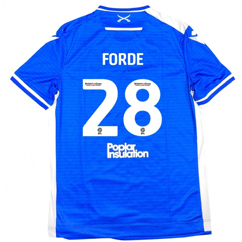 Danxen Uomo Maglia Shaqai Forde #28 Blu Bianco Kit Gara Home 2024/25 Maglietta