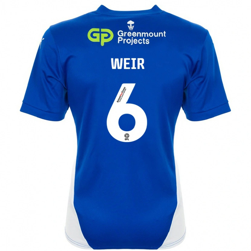 Danxen Uomo Maglia Jensen Weir #6 Blu Bianco Kit Gara Home 2024/25 Maglietta