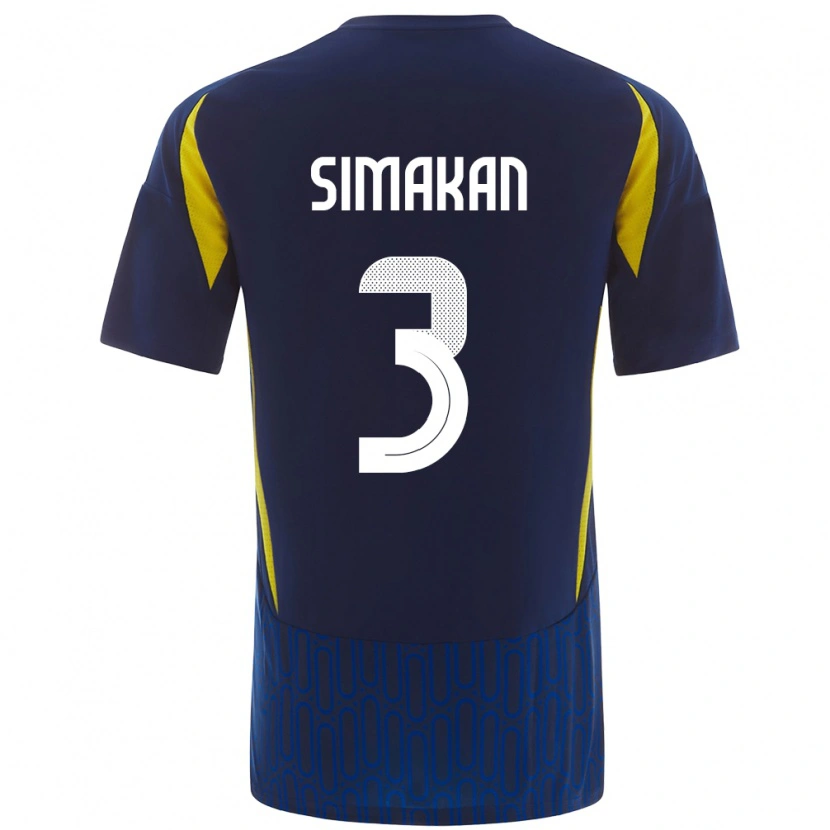 Danxen Uomo Maglia Mohamed Simakan #3 Blu Giallo Kit Gara Away 2024/25 Maglietta