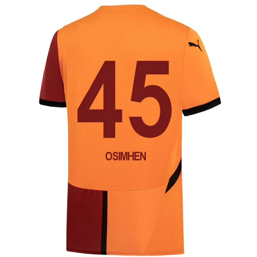 Danxen Uomo Maglia Victor Osimhen #45 Giallo Rosso Kit Gara Home 2024/25 Maglietta