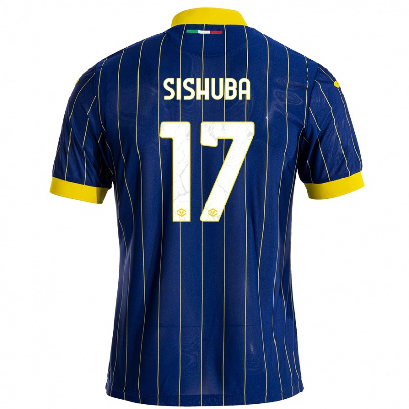 Danxen Uomo Maglia Ayanda Sishuba #17 Blu Giallo Kit Gara Home 2024/25 Maglietta