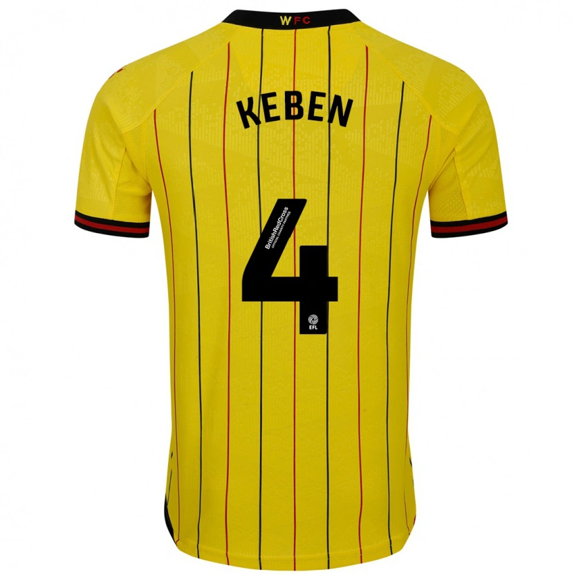 Danxen Uomo Maglia Kévin Keben #4 Giallo Nero Kit Gara Home 2024/25 Maglietta