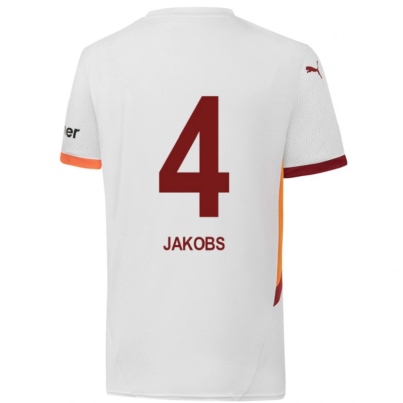 Danxen Uomo Maglia Ismail Jakobs #4 Bianco Giallo Rosso Kit Gara Away 2024/25 Maglietta