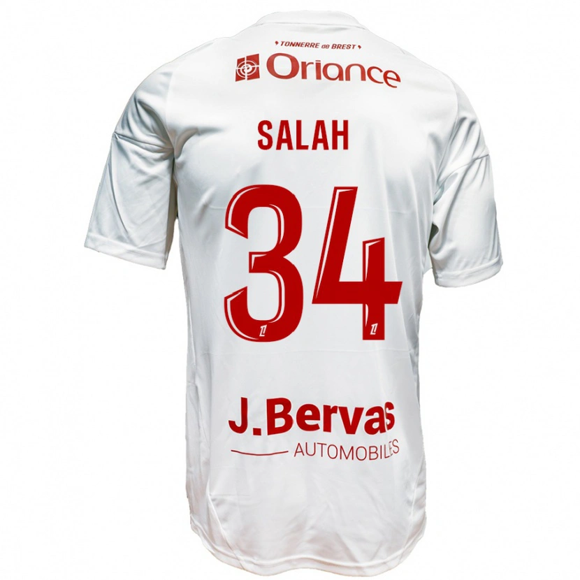 Danxen Uomo Maglia Ibrahim Salah #34 Bianco Rosso Kit Gara Away 2024/25 Maglietta