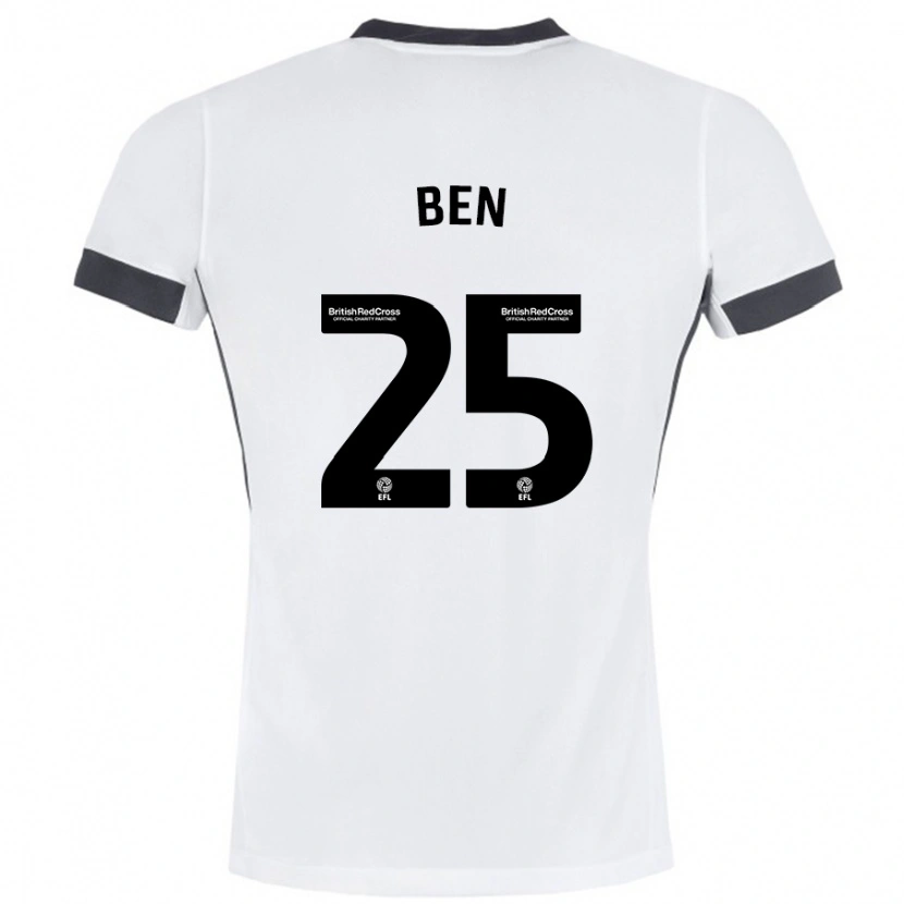 Danxen Uomo Maglia Ben Davies #25 Bianco Nero Kit Gara Away 2024/25 Maglietta
