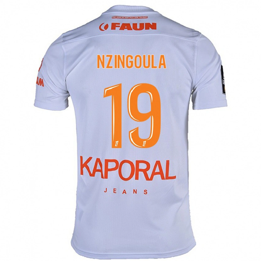 Danxen Uomo Maglia Rabby Nzingoula #19 Bianco Kit Gara Away 2024/25 Maglietta
