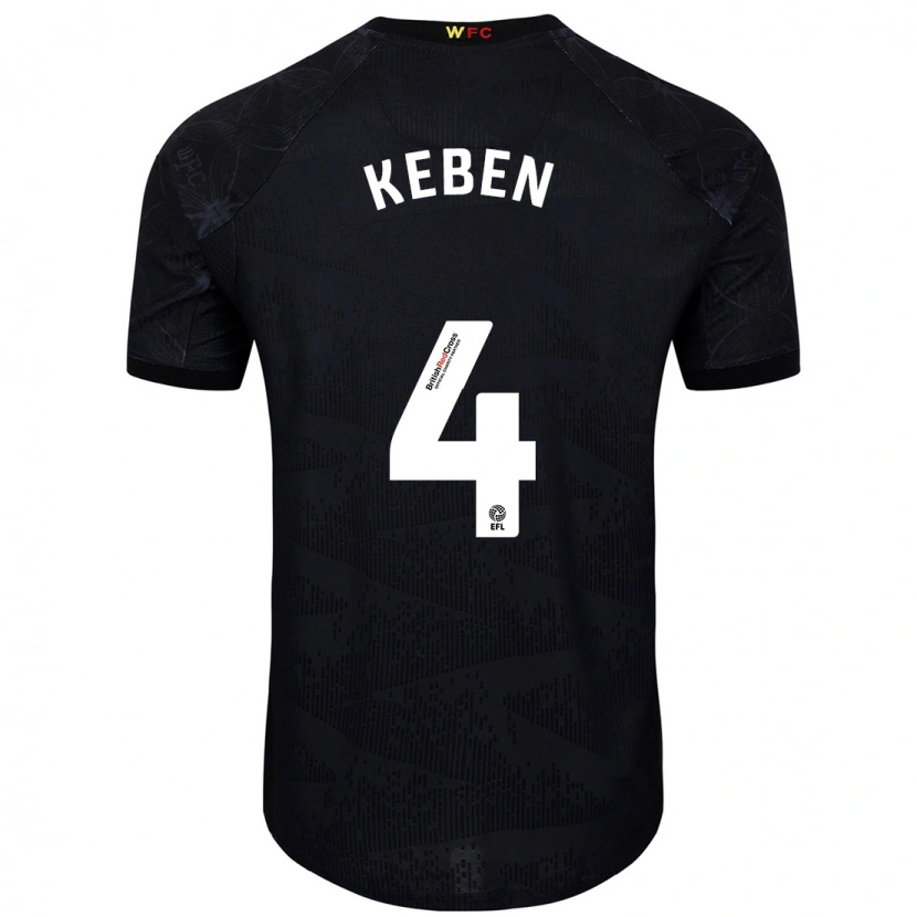 Danxen Uomo Maglia Kévin Keben #4 Nero Bianco Kit Gara Away 2024/25 Maglietta