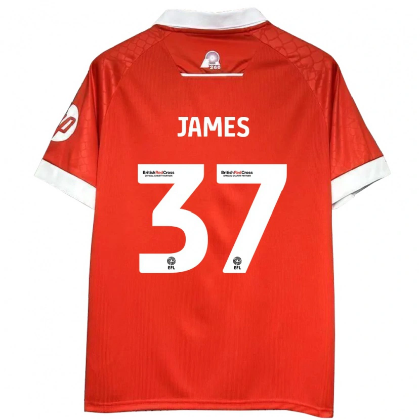 Danxen Uomo Maglia Matty James #37 Rosso Bianco Kit Gara Home 2024/25 Maglietta