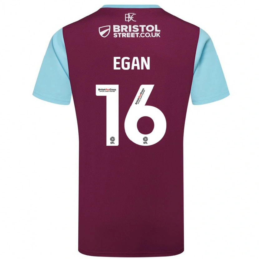 Danxen Uomo Maglia John Egan #16 Borgogna Azzurro Kit Gara Home 2024/25 Maglietta