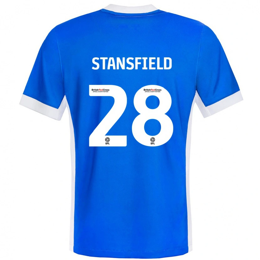 Danxen Uomo Maglia Jay Stansfield #28 Blu Bianco Kit Gara Home 2024/25 Maglietta