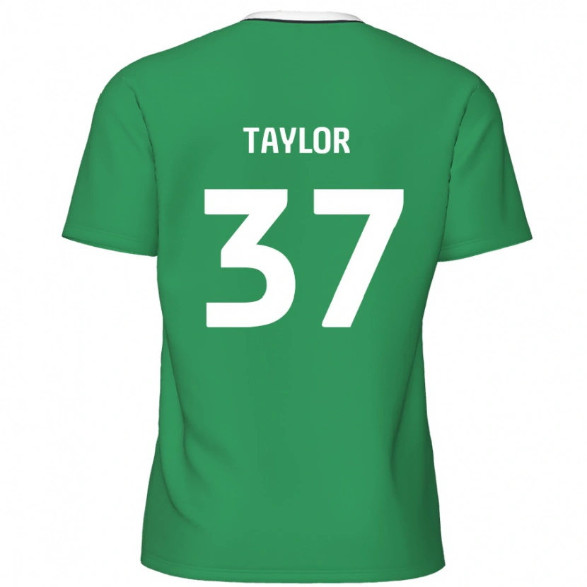 Danxen Uomo Maglia Caleb Taylor #37 Verde Strisce Bianche Kit Gara Away 2024/25 Maglietta