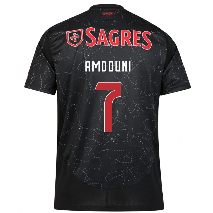 Danxen Uomo Maglia Zeki Amdouni #7 Nero Rosso Kit Gara Away 2024/25 Maglietta