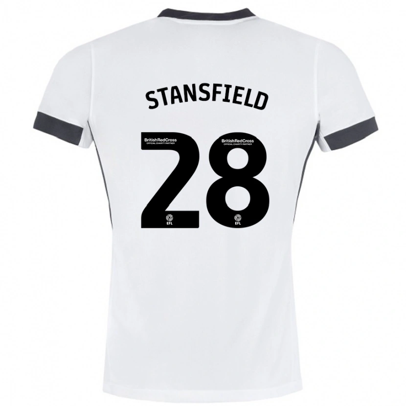 Danxen Uomo Maglia Jay Stansfield #28 Bianco Nero Kit Gara Away 2024/25 Maglietta