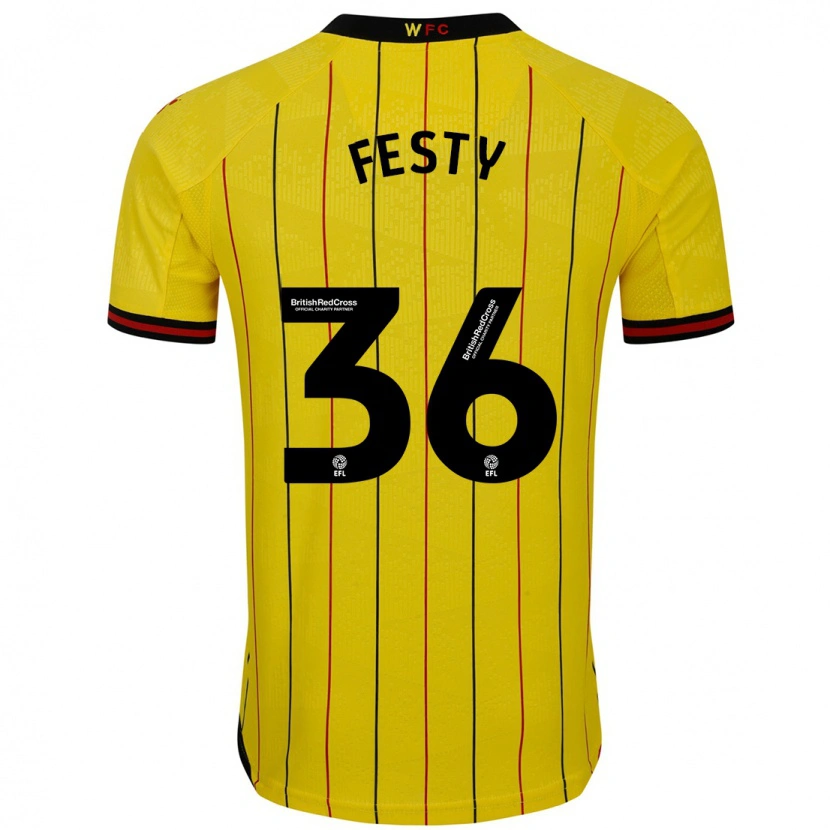 Danxen Uomo Maglia Festy Ebosele #36 Giallo Nero Kit Gara Home 2024/25 Maglietta