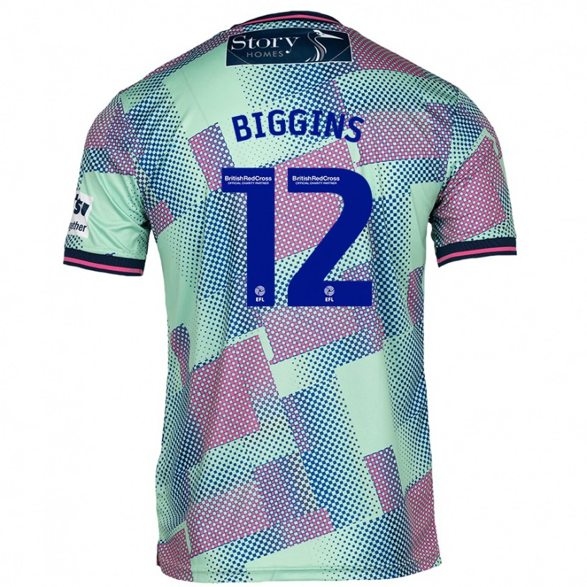 Danxen Uomo Maglia Harrison Biggins #12 Verde Kit Gara Away 2024/25 Maglietta