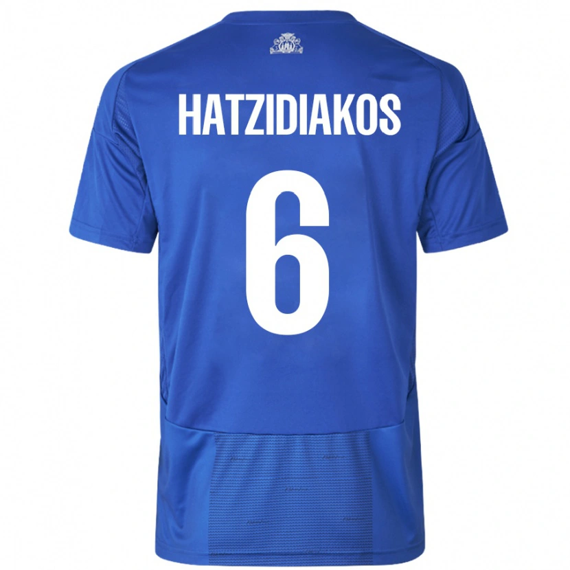 Danxen Uomo Maglia Pantelis Hatzidiakos #6 Bianco Blu Kit Gara Away 2024/25 Maglietta