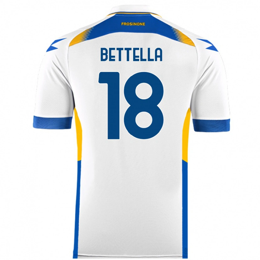 Danxen Uomo Maglia Davide Bettella #18 Bianco Kit Gara Away 2024/25 Maglietta