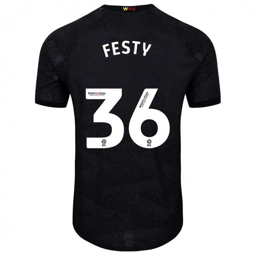 Danxen Uomo Maglia Festy Ebosele #36 Nero Bianco Kit Gara Away 2024/25 Maglietta