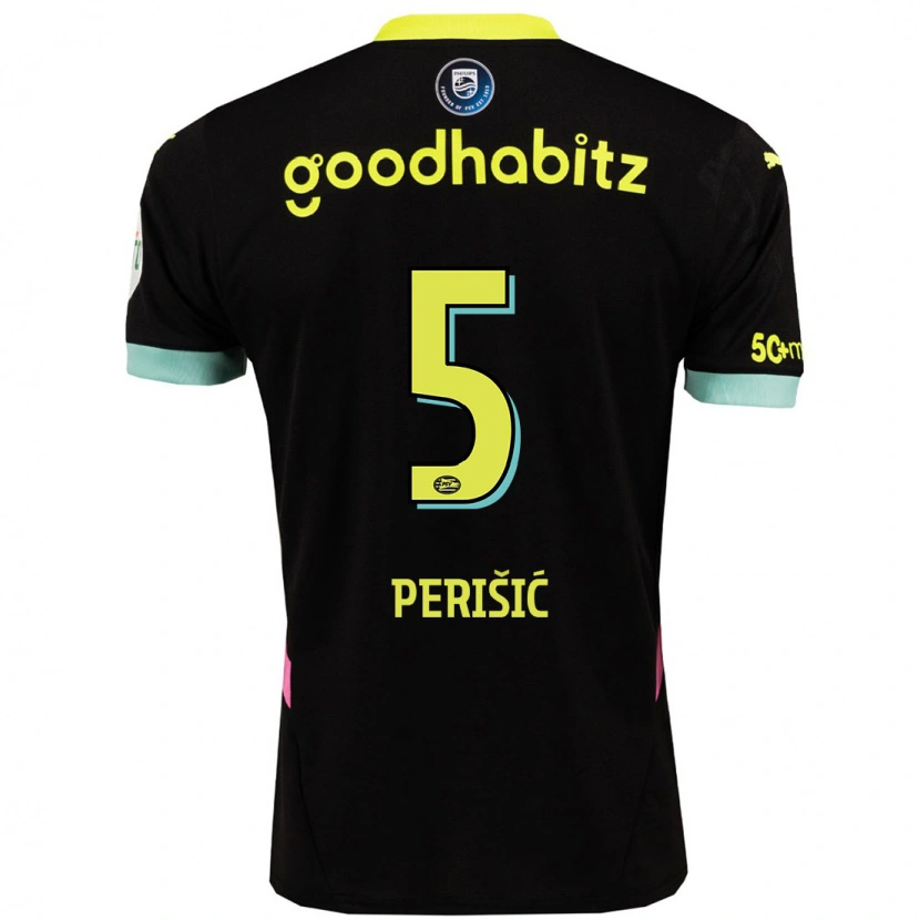 Danxen Donna Maglia Ivan Perisic #5 Nero Giallo Kit Gara Away 2024/25 Maglietta