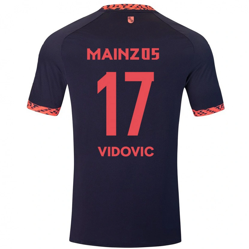 Danxen Donna Maglia Gabriel Vidovic #17 Blu Corallo Rosso Kit Gara Away 2024/25 Maglietta
