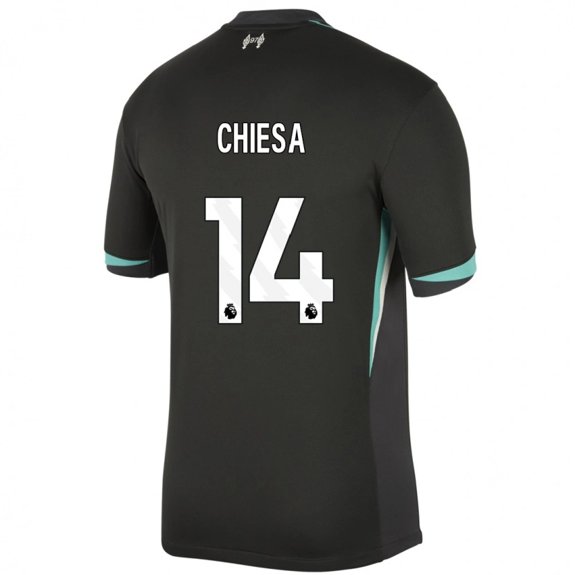 Danxen Donna Maglia Federico Chiesa #14 Nero Antracite Bianco Kit Gara Away 2024/25 Maglietta