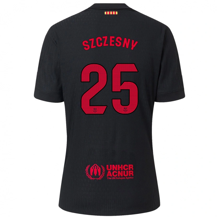 Danxen Donna Maglia Wojciech Szczesny #25 Nero Rosso Kit Gara Away 2024/25 Maglietta