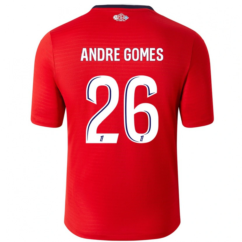 Danxen Donna Maglia André Gomes #26 Rosso Bianco Kit Gara Home 2024/25 Maglietta