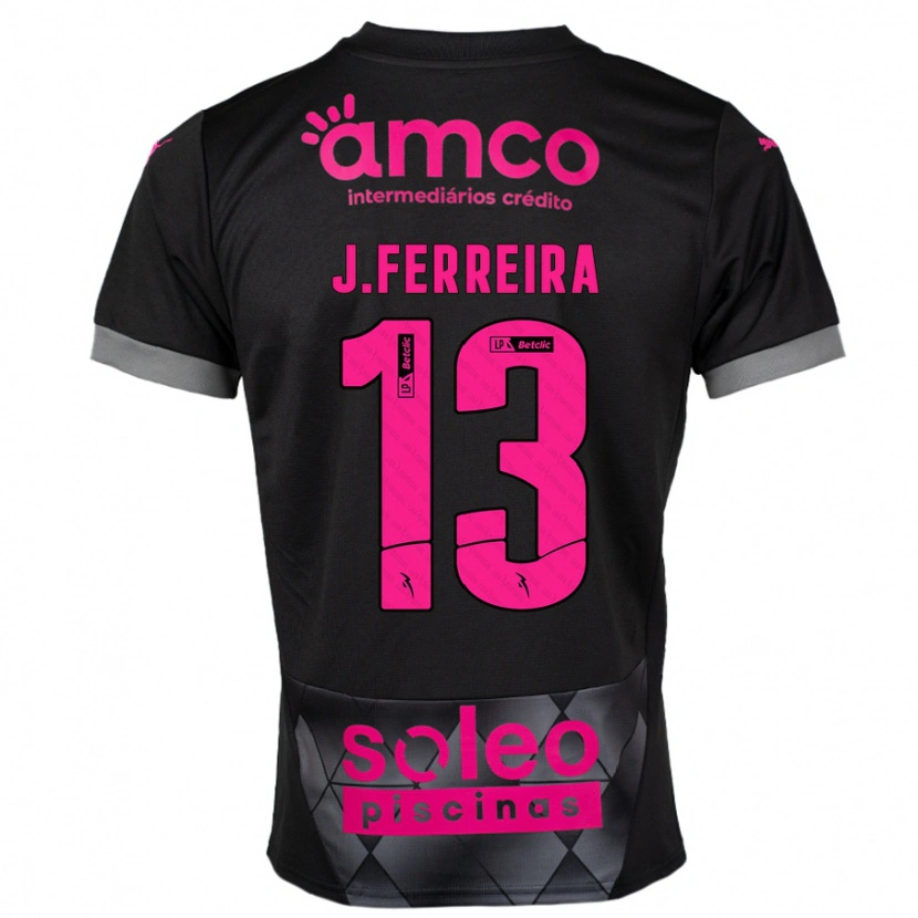 Danxen Donna Maglia João Ferreira #13 Nero Rosa Kit Gara Away 2024/25 Maglietta