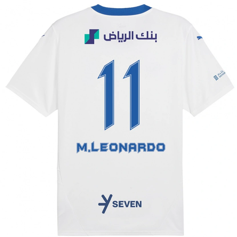 Danxen Donna Maglia Marcos Leonardo #11 Bianco Blu Kit Gara Away 2024/25 Maglietta