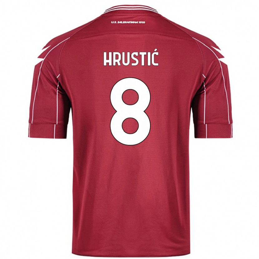 Danxen Donna Maglia Ajdin Hrustić #8 Borgogna Kit Gara Home 2024/25 Maglietta