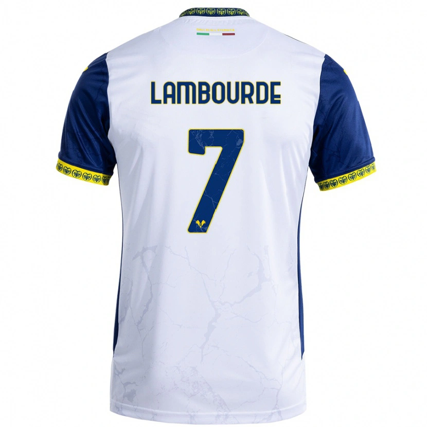 Danxen Donna Maglia Mathis Lambourde #7 Bianco Blu Kit Gara Away 2024/25 Maglietta