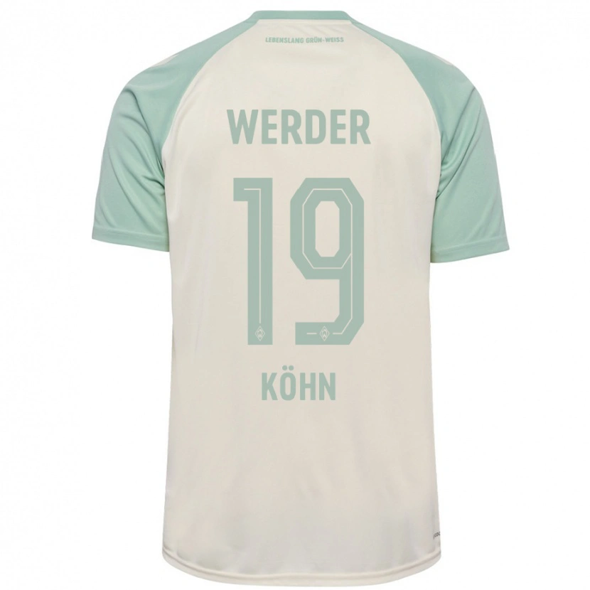 Danxen Donna Maglia Derrick Köhn #19 Bianco Sporco Verde Chiaro Kit Gara Away 2024/25 Maglietta